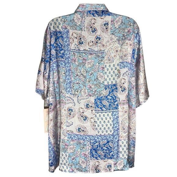 NWT Tamara H Blouse Womens 2X Floral Paisley Patchwork Tunic S/S Boho Cottage - Picture 2 of 13